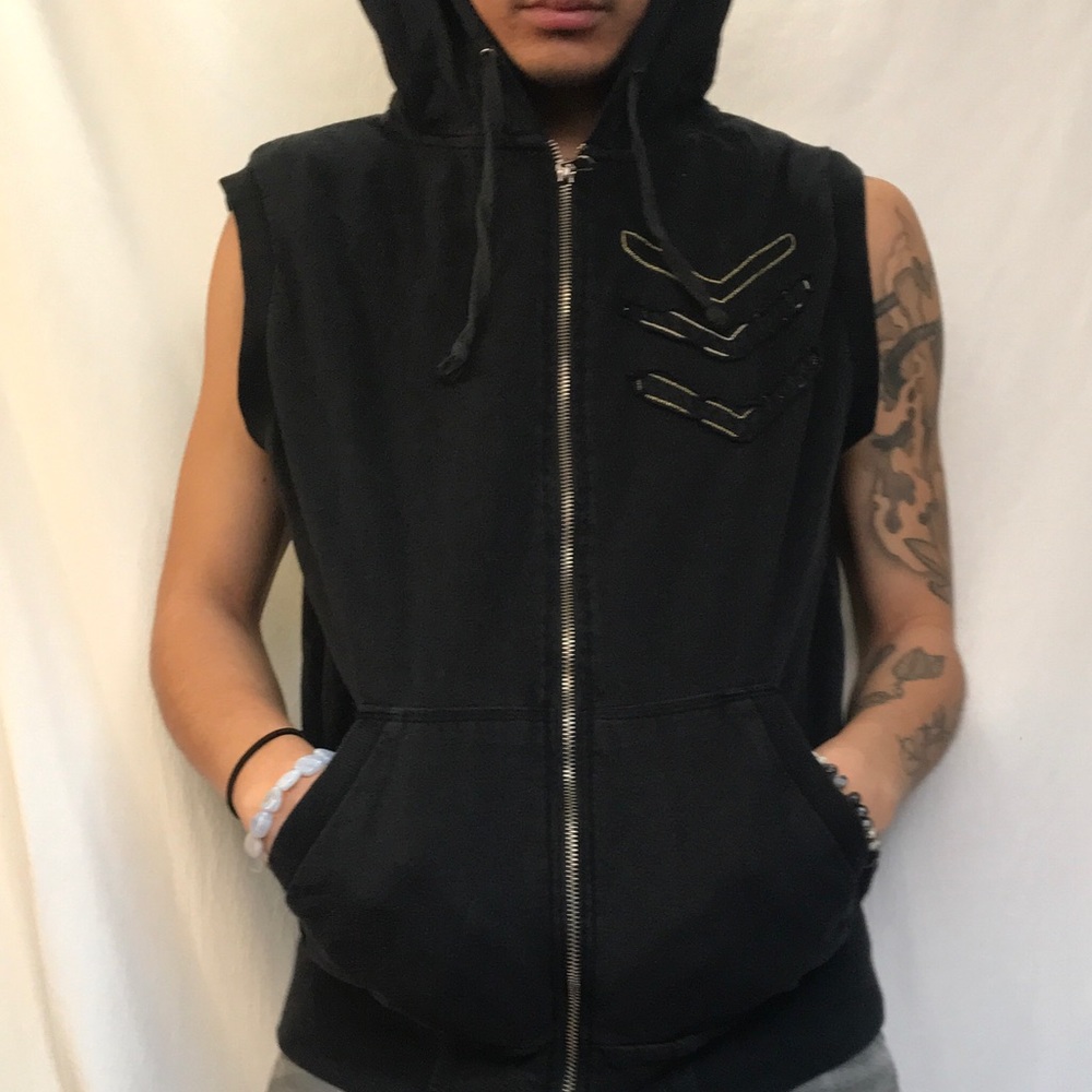 Heritage Black Zip Up Hooded Vest